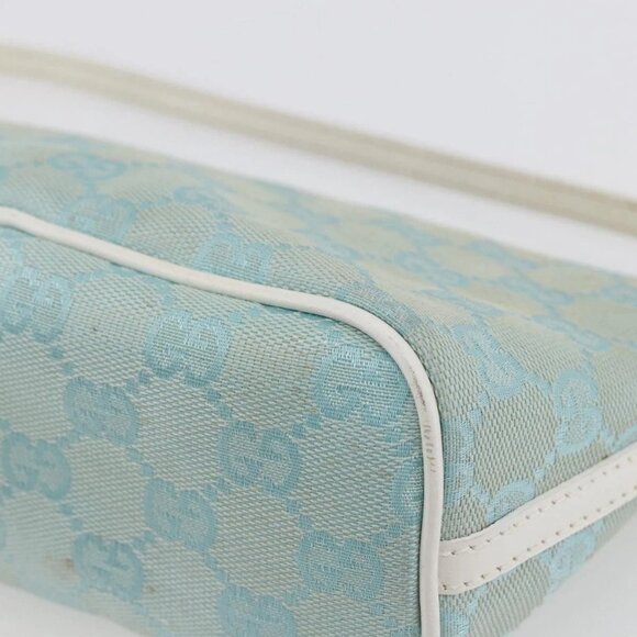 GUCCI GG Canvas Accessory Pouch Light Blue White Auth ki6051 - Picture 4 of 16